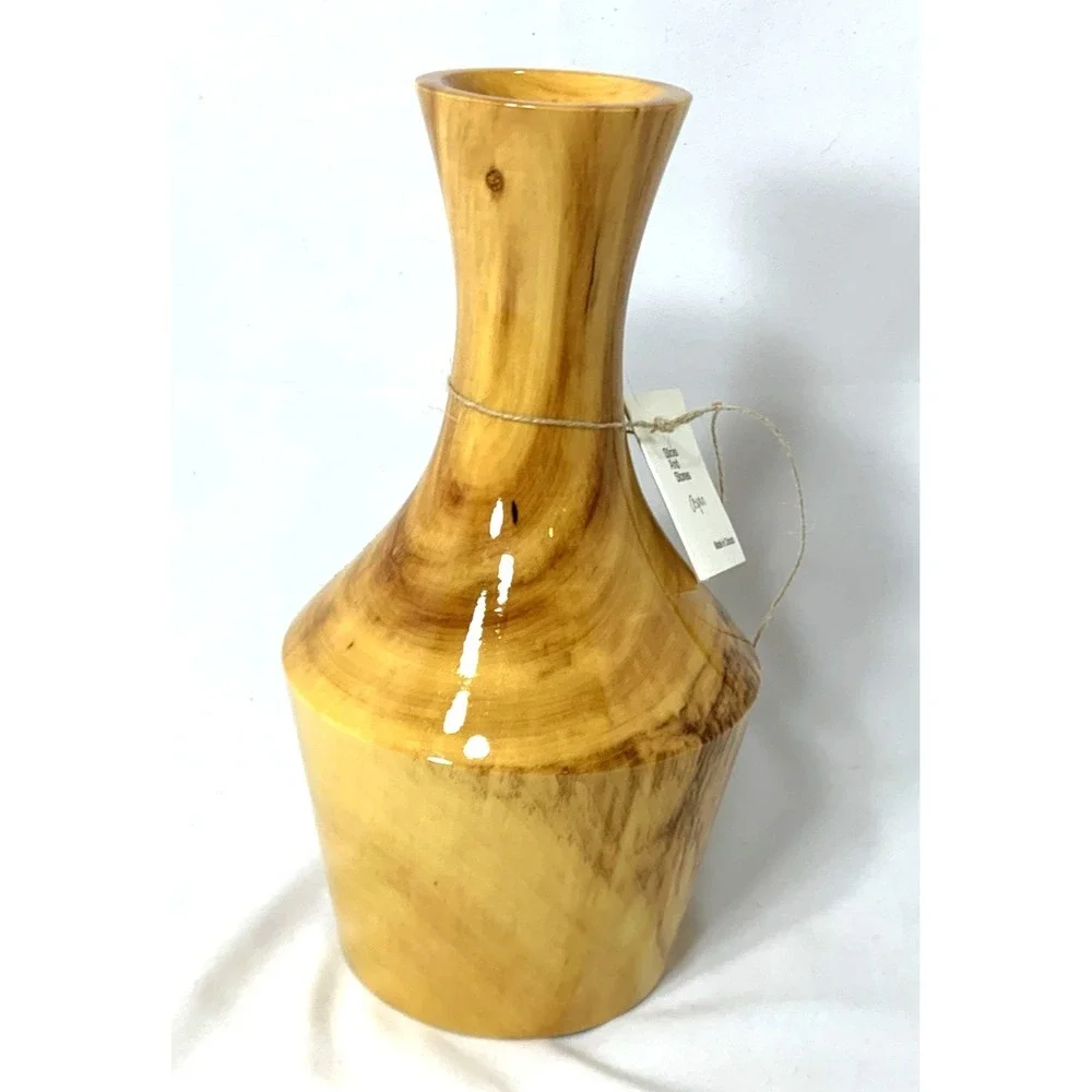 Artisan Signed Aspen Wood Vase Colorado Made USA Hand Turned Gary Duncan‎